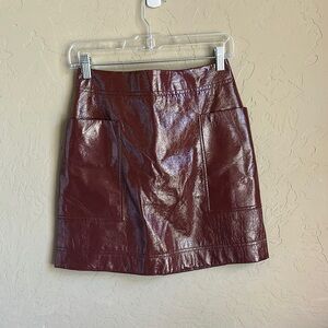 Anthropologie Maeve maroon faux leather vinyl skirt size 4‎